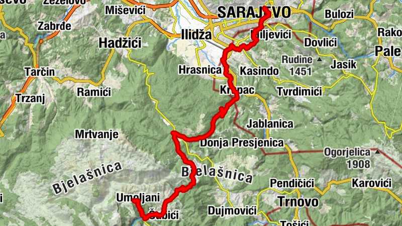Koliba Umoljani - Džamija Umoljani - Planinska kuća Šabići - Marijin Dvor