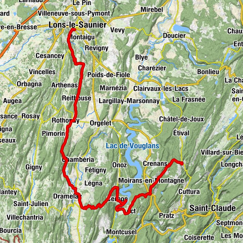 Lons-le-Saunier - Montée de Lect - Col des Crozatons - Auberge du Pré du Frène