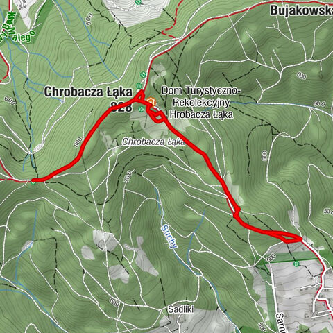 Międzybrodzie Bialskie - Dom Turystyczno-Rekolekcyjny Hrobacza Łąka - Chrobacza Łąka