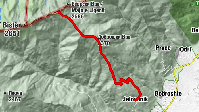 Јелошник - Доброшки Врв - chaushiski srt/kreshta - Езерски Врв/Maja e Liqenit