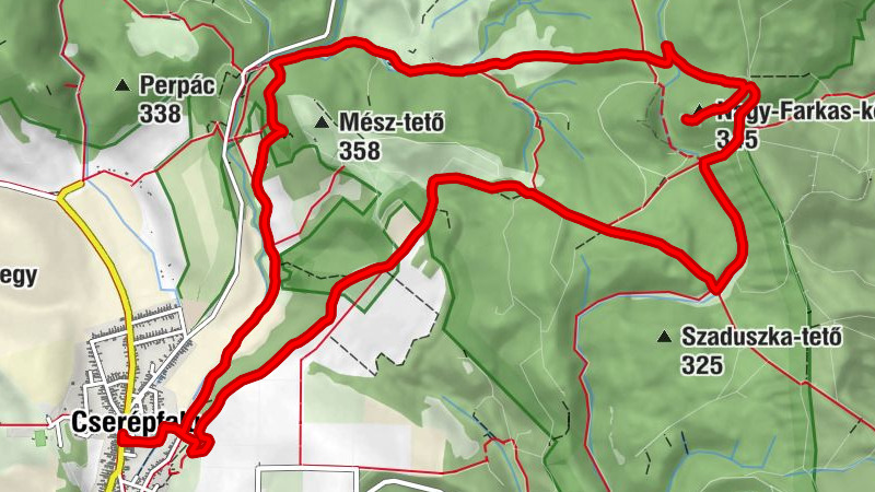 Cserépfalu - Nagy-Farkas-kő - Berezd-tető - Kőpor-lyuk (Nóta-aréna)