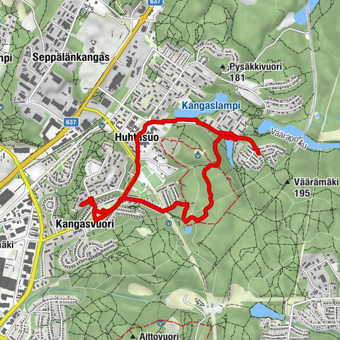 Kaakkolampi - Huhtasuo - Jyväskylä - Kangasvuori