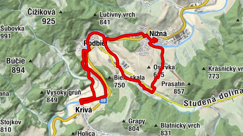 Nižná - Podbiel - Kaplnka v Močári - Krivá