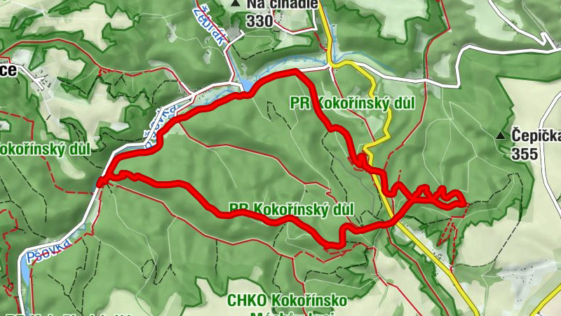 Pokličky - Droužkovské sedlo - Vojtěchov - Olešno