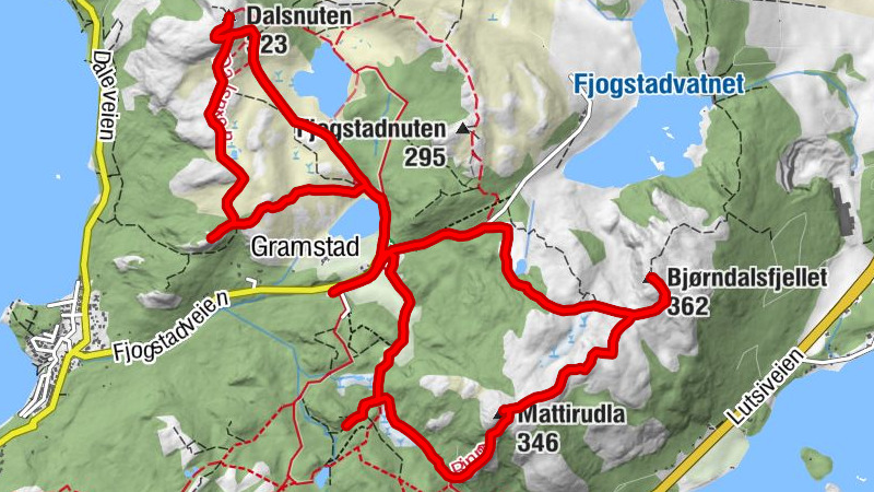 Gramstad - Bjørndalsfjellet - Mattirudla - Dalsnuten