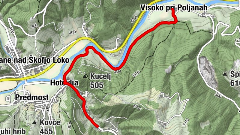 Visoko pri Poljanah - Poljane nad Škofjo Loko - Predmost - Hotovlja
