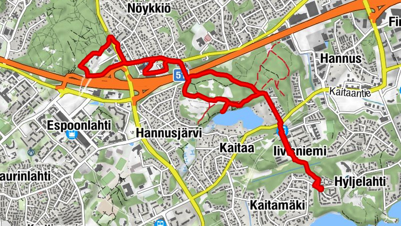 Suur-Espoonlahti - Iivisniemi - Trishuli - Kaitaa