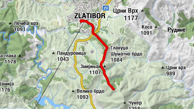 Златибор - Шуматно брдо - Главуџа - Шуматно брдо