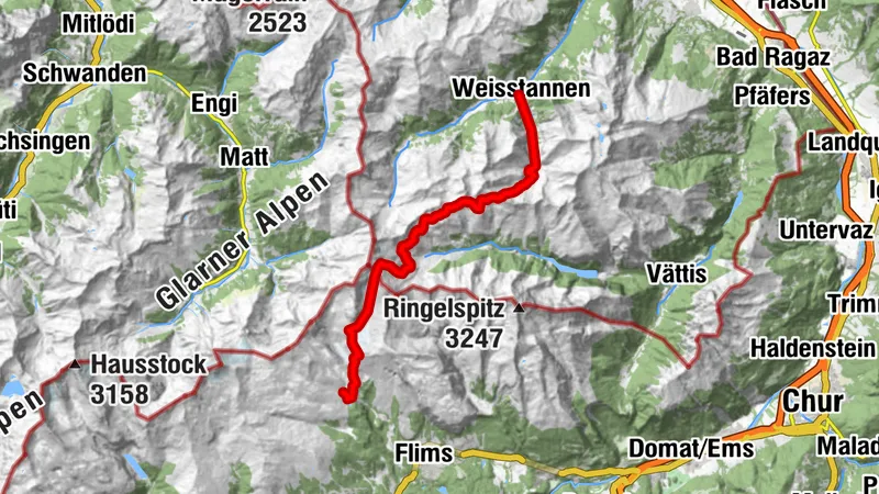 Weistannen - Batöni - heidelpass - Sardona SAC - Calfeisenpass - Segnasboden