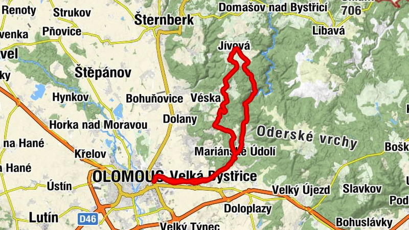 Olomouc - Jívová -Olomouc