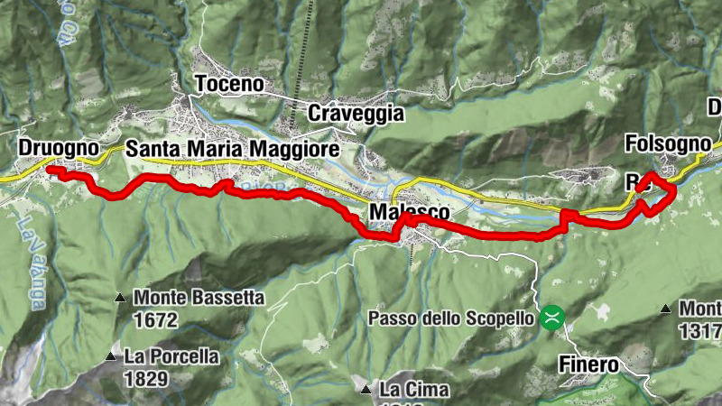 Vigezzo Bike Land: der Rad- und Fußgängerweg Druogno-Re 'Pineta'