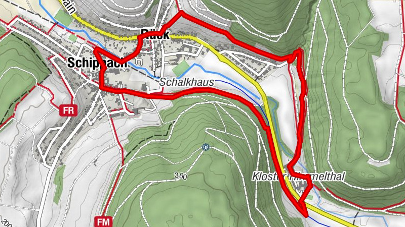 Elsenfeld OT Schippach: Kulturweg - Kloster Himmelthal - Weinberge über Rück zurück