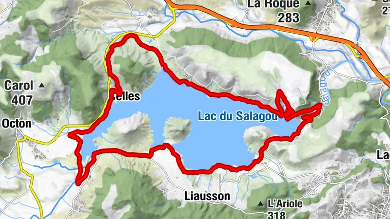 TRAIL RUND UM DEN SALAGOU-SEE (START IN VAILHÉS) - GR® DER LANDSCHAFT ZWISCHEN 2 SEEN AVÈNE – SALAGOU