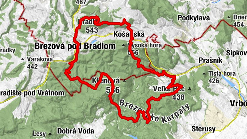 Brezová pod Bradlom Karpaty okruh cez Bradlo.