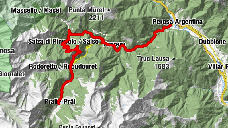 POMARETTO Aufstieg nach Prali (Variante Colle Fontane)