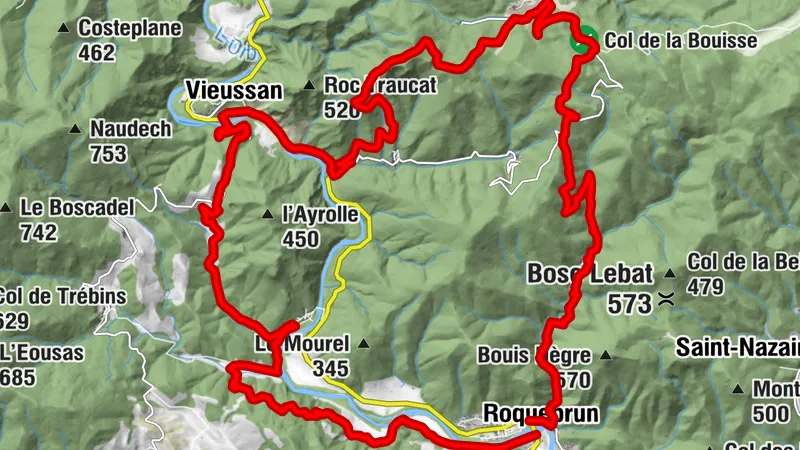 CIRCUIT N°10 DE ROQUEBRUN À VIEUSSAN - SITE VTT-FFC CAROUX EN HAUT-LANGUEDOC