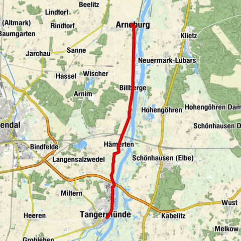 Barrierefrei geprüfter Teilabschnitt Elberadweg - Von Arneburg nach Tangermünde