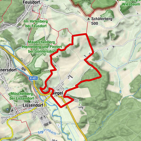 Hirschbergsattel Birgel, Route 1 