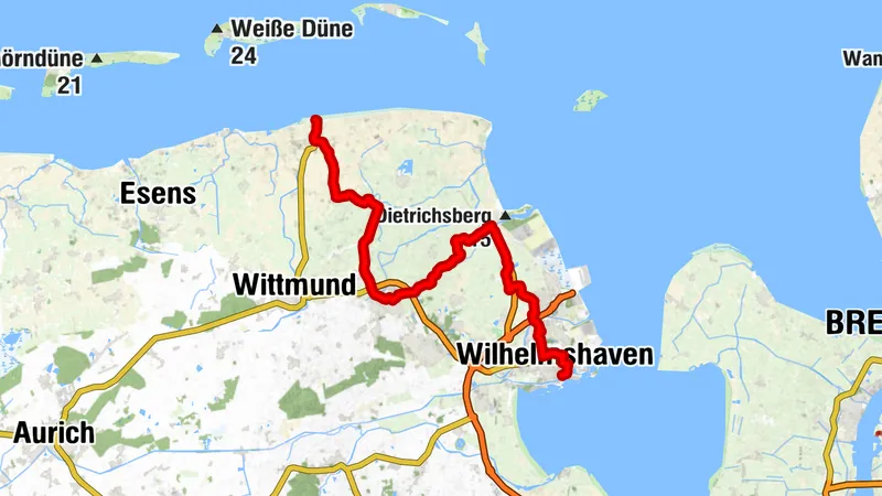 Nordseeküsten-Radweg Etappe 05 - Harlesiel bis Wilhelmshaven
