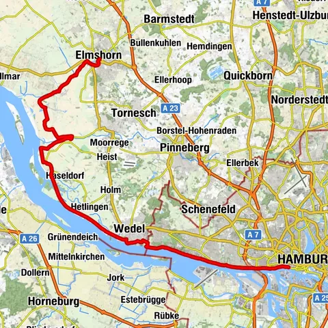 Nordseeküsten-Radweg Etappe 11 - Hamburg bis Elmshorn