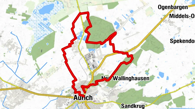 MTB-Runde von Aurich-Zentrum nach Tannenhausen und Plaggenburg