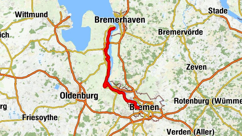 Weser-Radweg, 7. Etappe: Von Bremen nach Nordenham/Bremerhaven