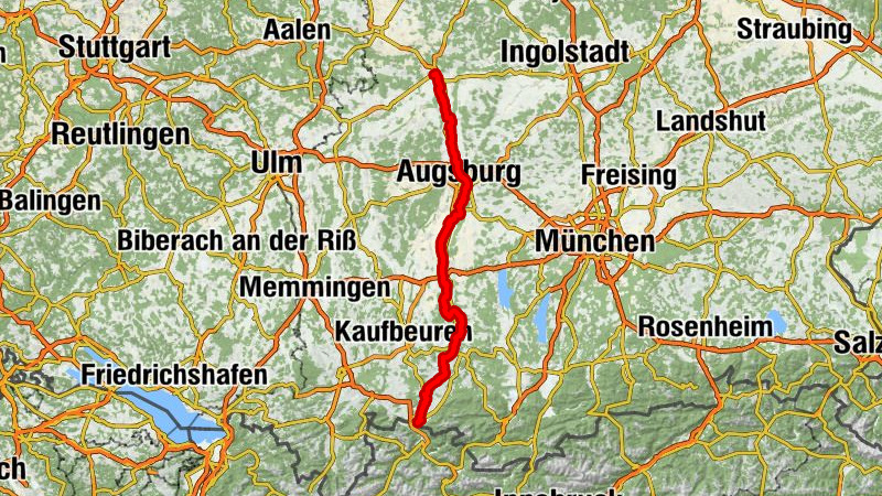 Fernradweg Via Claudia Augusta in Bayern