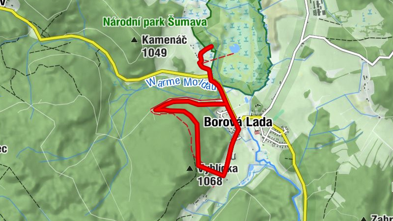 Rundweg Schwarzspecht - Wanderung rund um Borová Lada und ins Moorgebiet Chalupská Slat'