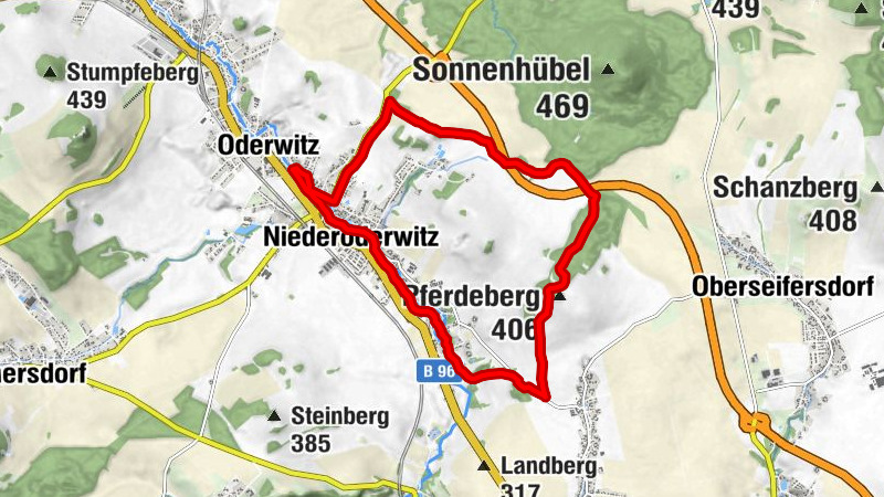 Wanderweg entlang des Landwassers, Sandbüschel, Pferdeberg, Mittelweg