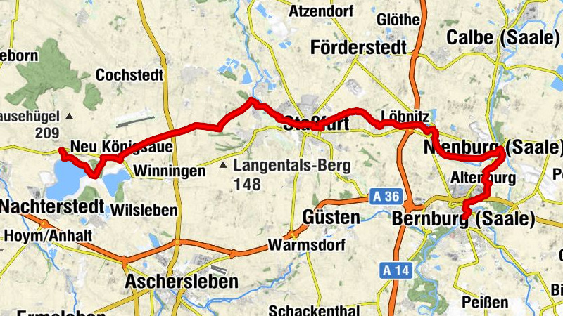 Europaradweg R1 zwischen Gatersleben und Bernburg (Saale)