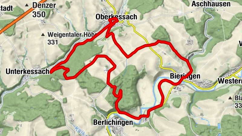 Pfad der Stille Schöntal Tour 5 Kloster Schöntal - Rossach - Oberkessach - Bieringen