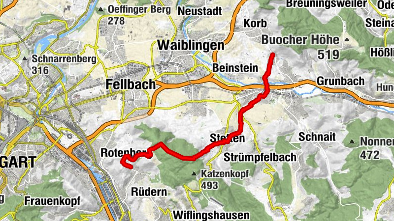 Georg-Fahrbach-Weg 6. Etappe, Kleinheppach - Stuttgart-Uhlbach