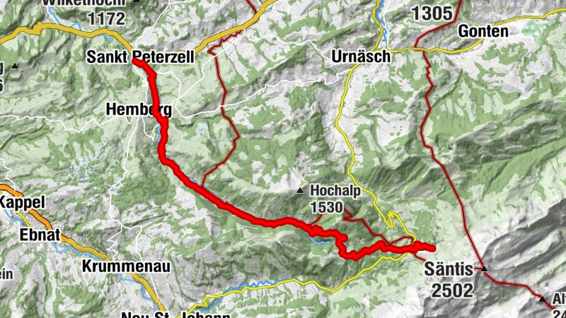 Thur- und Neckerweg, Etappe 5, St. Peterzell - Schwägalp