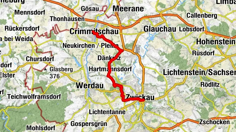 Lutherweg Sachsen von Zwickau nach Crimmitschau