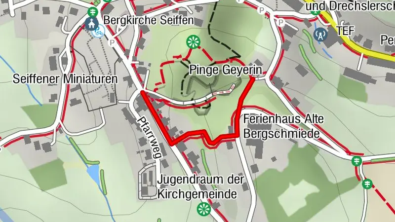 Umleitung Kammweg Etappe 03 an der Seiffener Binge