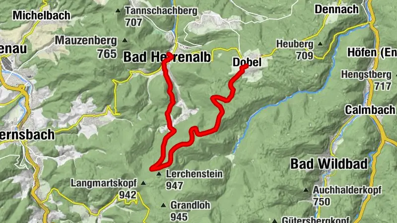 Von Dobel über die Schweizerkopfhütte nach Bad Herrenalb