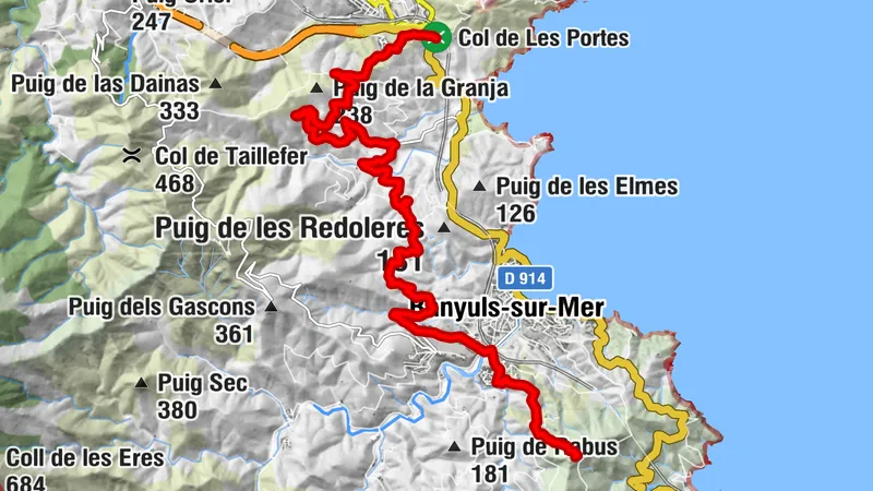 Port-Vendres - Col de Perdiguer - Cosprons - Coll de la Creu