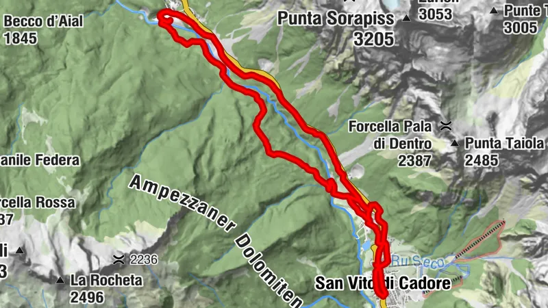 Schleife durch die Wälder von San Vito di Cadore