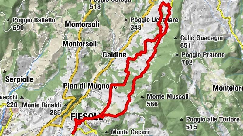 Fiesole, Toscana/Italia - mezza valle verso Olmo - percorso del Mulino dell'acqua