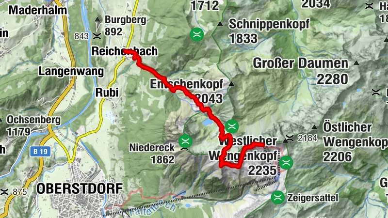 Nebelhorn Gipfel - oberer Gaisalpsee - unterer Gaisalpsee - Reichenbach