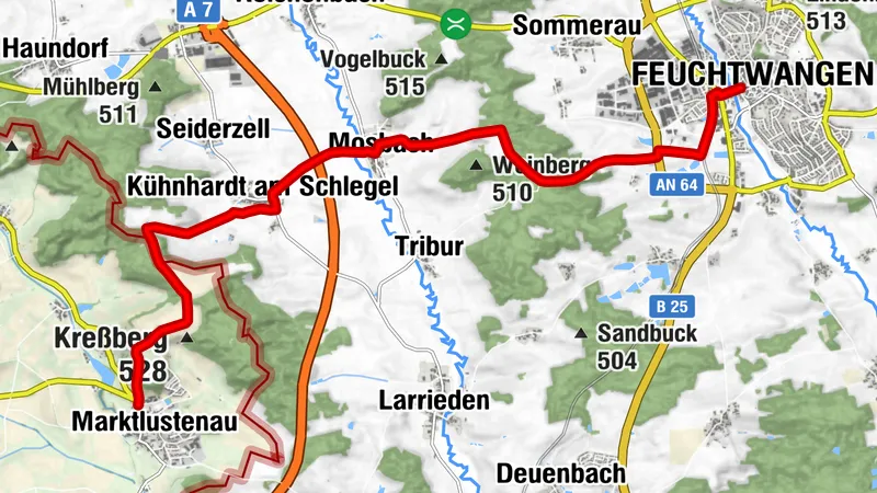 Verbindung Kreßberg-Marktlustenau - Mosbach - Feuchtwangen