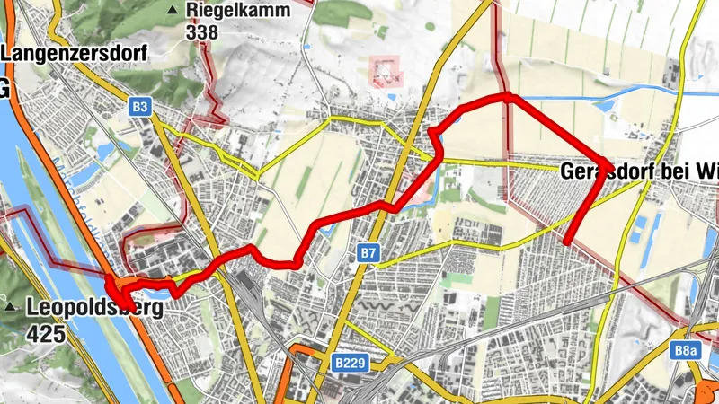 Marchfeldkanalweg Wien Segelzentrum Nord 34A- Gerasdorf bei Wien (NÖ) - Leopoldau U1