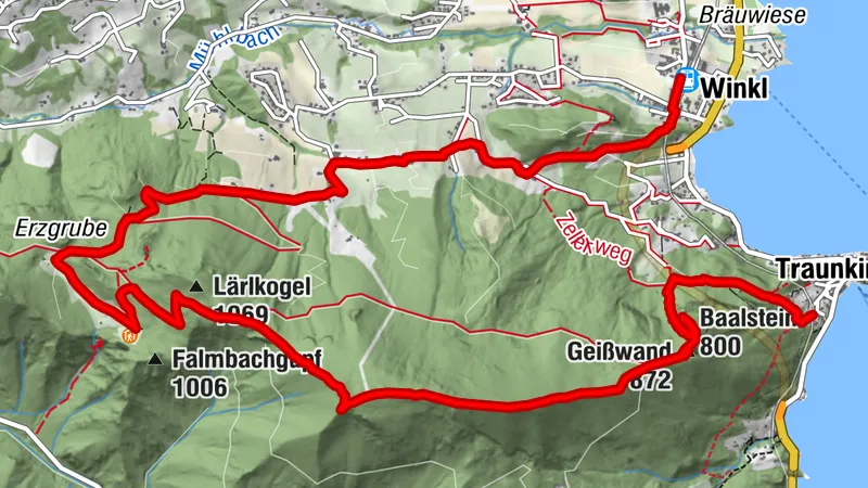 Traunkirchen Baalstein Geisswand Fahrnaugupf Hochsteinalm Winkl