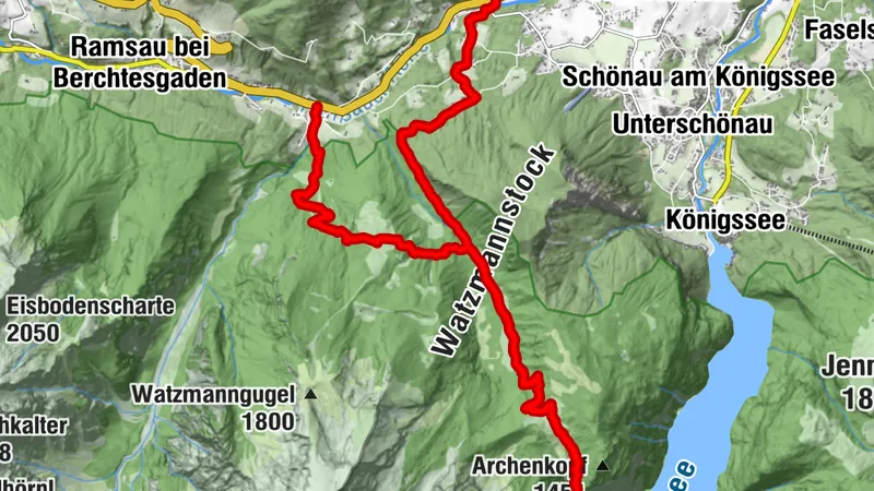 Ramsau/Ilsank - Schappachalm - Kühroint - Archenkanzel - Kühroint- Stubenalm - Wimbachbrücke
