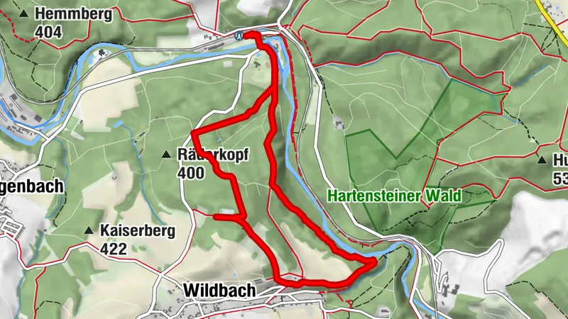 Stein -Sportplatz Wildbach - Isenburg - Raubrittersteig