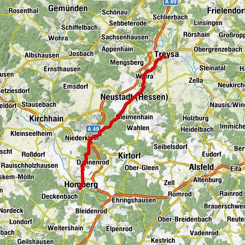 Treysa nach Homberg Ohm