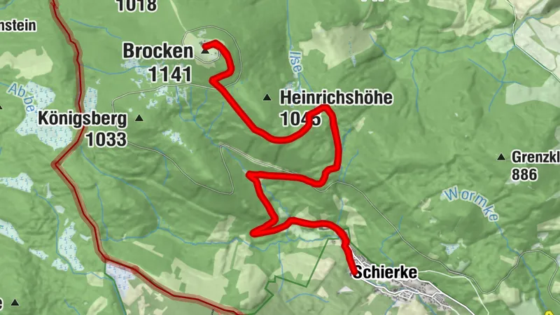Brocken von Schierke über Brockenschtraße