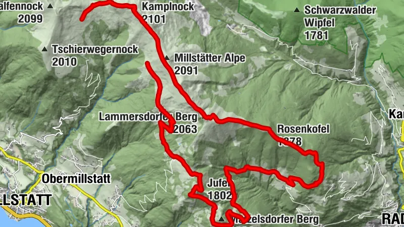 Millstätterhütte-Kamplnock-Lammersdorfer Berg-Rosenkofel-matzersdorfer Berg- Jufen- Lammersdorfer Hütte- freestyle zurück zu Millstätterhütte