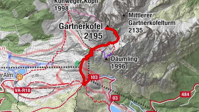 Wanderung von der Bergstation Garnitzen 1 zum Gartnerkofel Gipfelkreuz und zurück