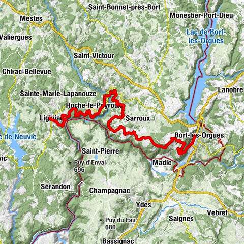 Die Dordogne von Dörfern zu Stauseen – von Bort-les-Orgues nach Liginiac